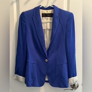 Zara Royal Blue Jacket with Cream Button Size S